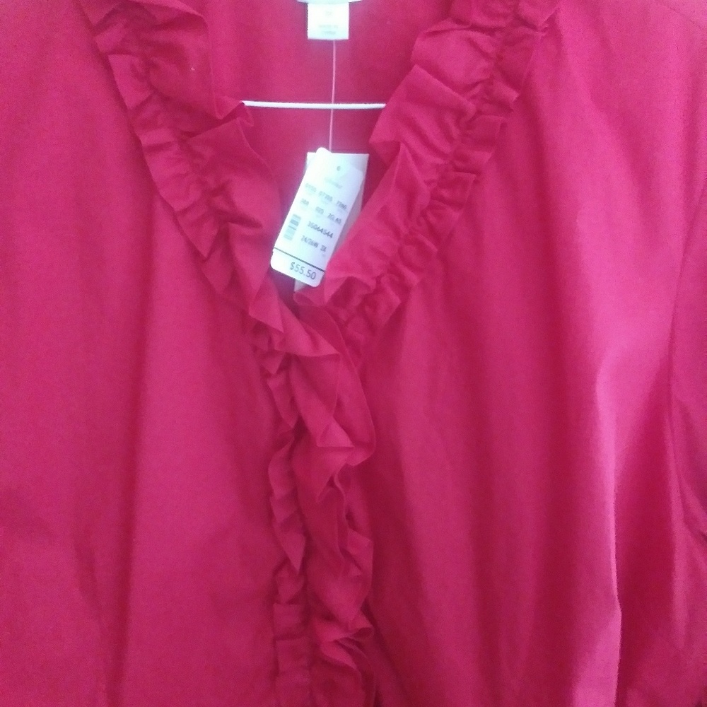Cj banks dress top red 3x plus workwear top blouse